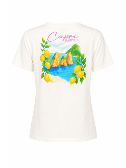 T-shirt Emilie in cotone con stampa Capri Habitué Mc2 Saint Barth | EMI000109355L